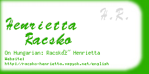 henrietta racsko business card